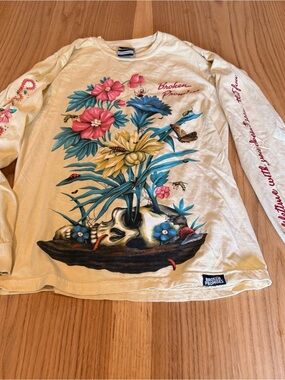 Broken Promises Cream Floral Skull Long Sleeve Tee